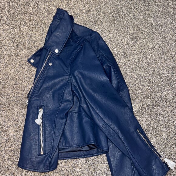 Anthropologie x Blank NYC Saige Faux-Leather Moto Jacket in Navy - Picture 2 of 8